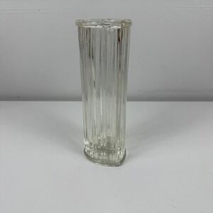 Vintage FTDA 1982‎ Heart Shaped Clear Ribbed Glass Flower Vase Romantic Decor